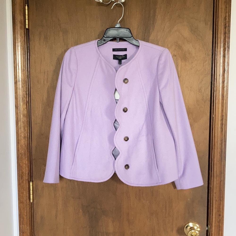 Talbots scalloped edge lined jacket 80% wool fabric made in Italy 2P